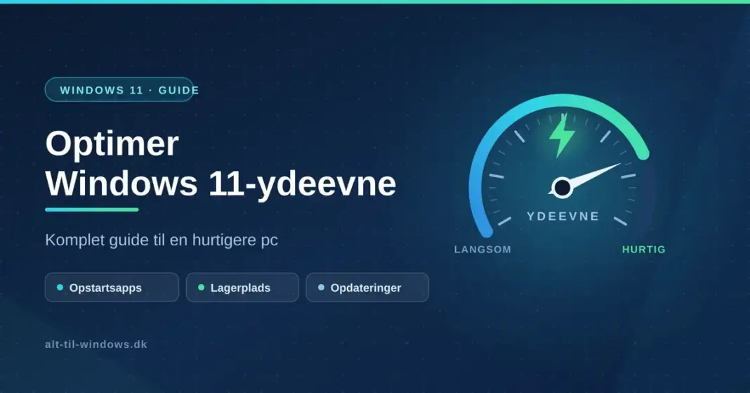 Grafik med et speedometer, hvor viseren peger mod 